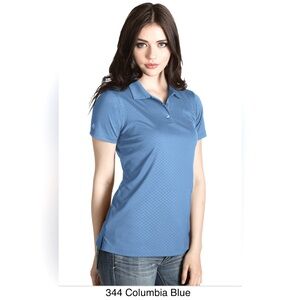 ANTIGUA GOLF Women’s INSPIRE short sleeve polo in Columbia Blue, Size M, NWT